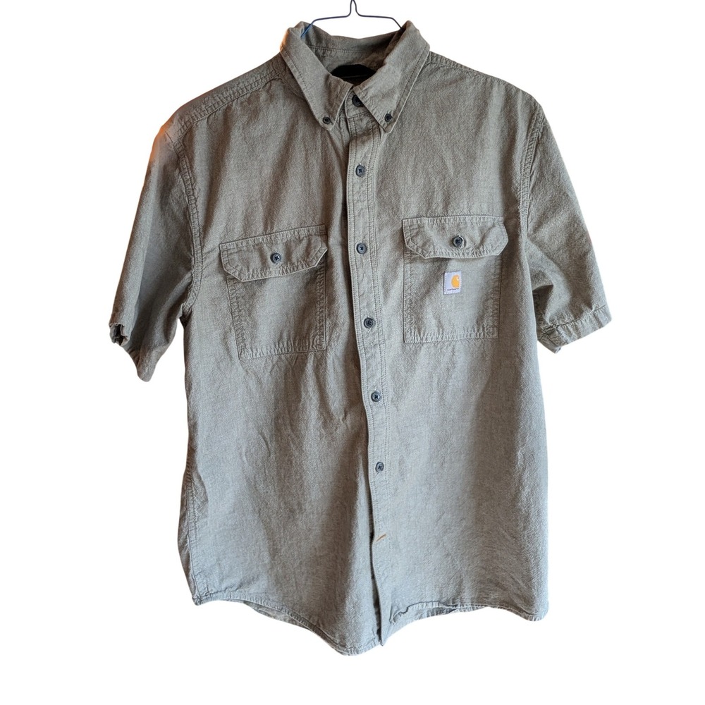 Carhartt Mens Loose Fit Short‎ Sleeve Button Down Work Shirt 100% Cotton Size L